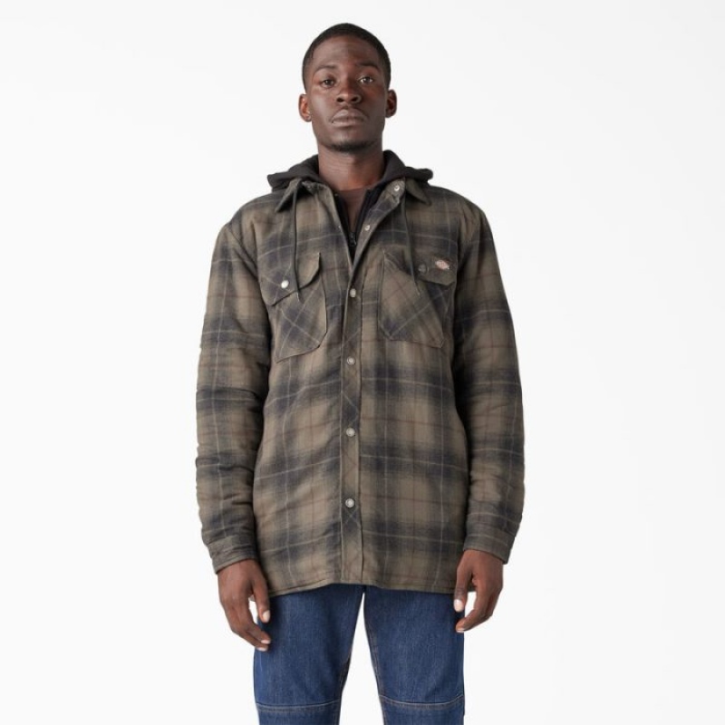Dickies Apa Repellent Flannel Cu Glugă Shirt Jacket Ciocolata | NXTT0610