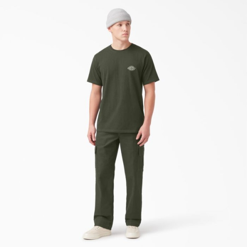 Dickies Back Logo Grafice T-Shirt Masline Verzi Verzi | CLVV0986