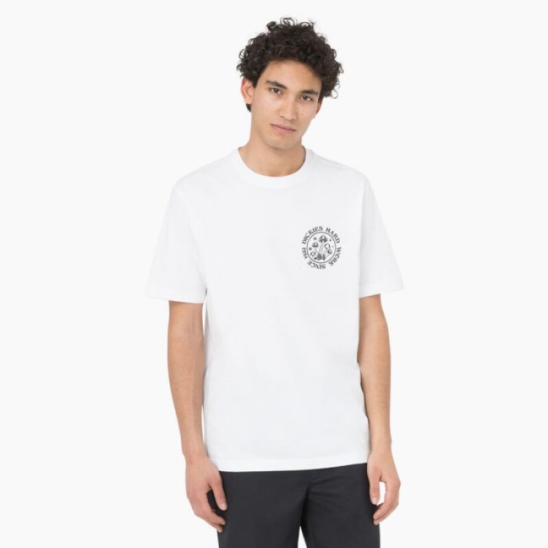 Dickies Bayside Gardens Scurte Sleeve T-Shirt Albi | OCKM2763
