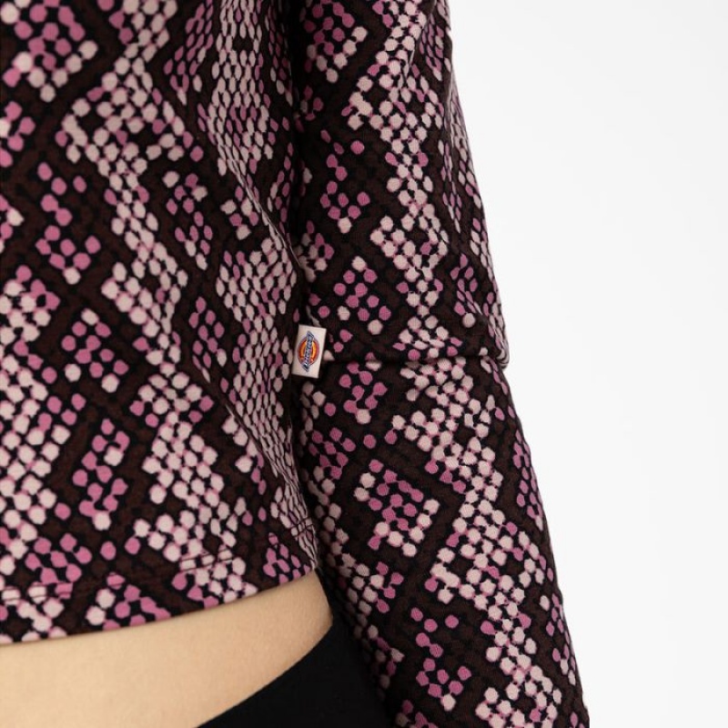Dickies Camden Long Sleeve Cropped T-Shirt Roz Deschis | KFXL8953