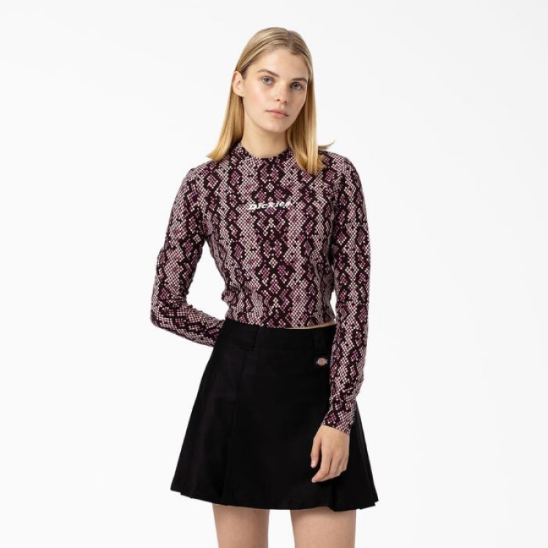 Dickies Camden Long Sleeve Cropped T-Shirt Roz Deschis | KFXL8953