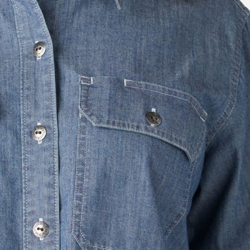 Dickies Chambray Roll-Tab Lucru Shirt Albastri Deschis | FDVE4619
