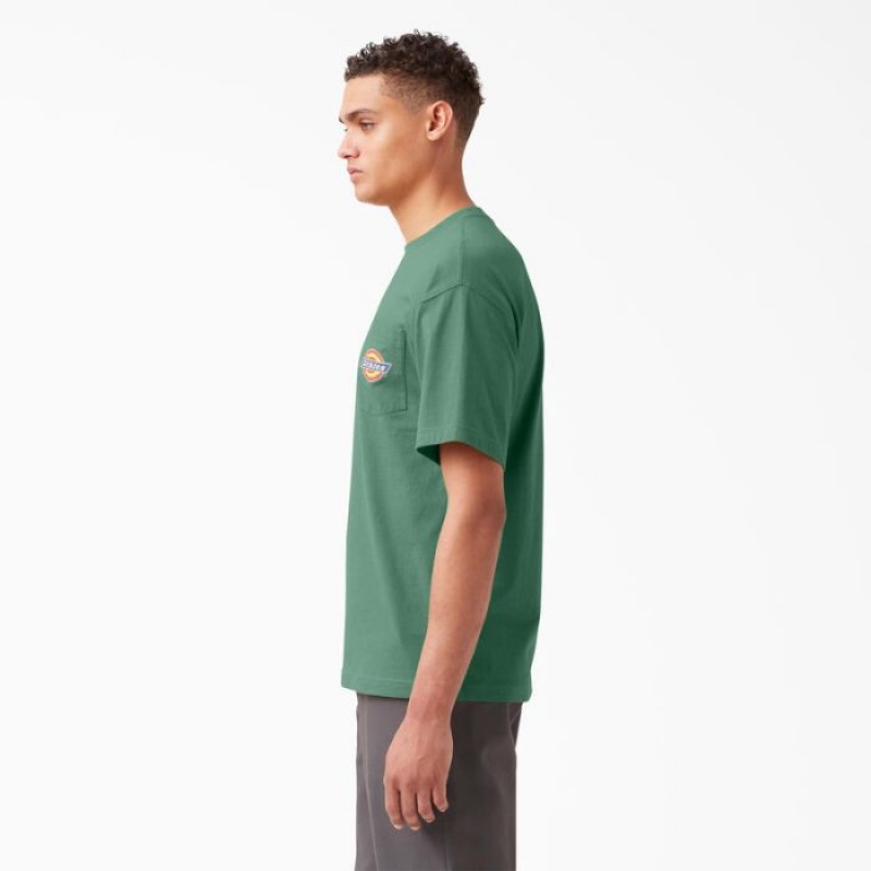 Dickies Chest Logo Pocket T-Shirt Verzi Inchis | MWWC9981