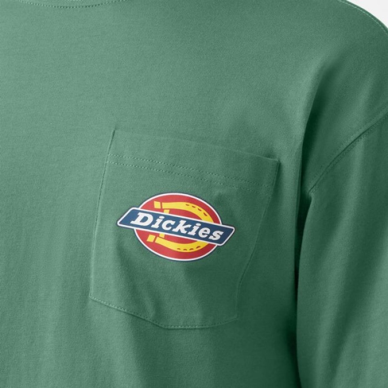 Dickies Chest Logo Pocket T-Shirt Verzi Inchis | MWWC9981