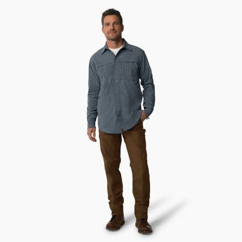 Dickies Cooling Long Sleeve Lucru Shirt Albastri | YEZC0708