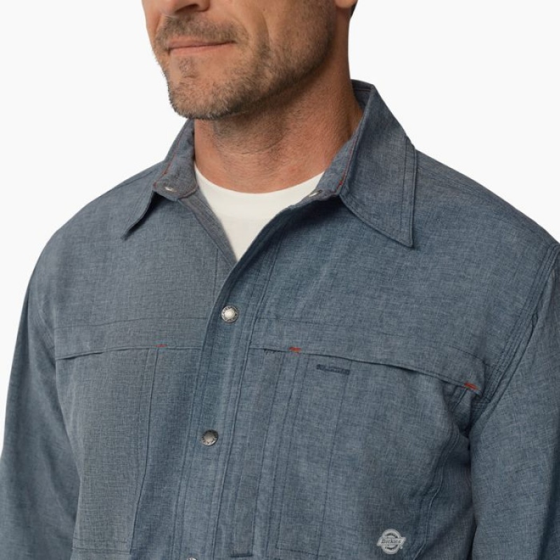 Dickies Cooling Long Sleeve Lucru Shirt Albastri | YEZC0708
