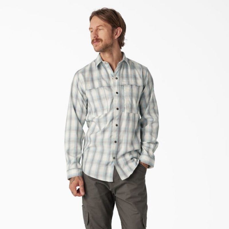 Dickies Cooling Long Sleeve Lucru Shirt Albastri | TJVD9745