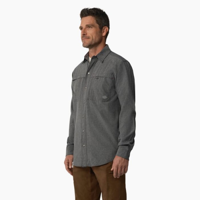 Dickies Cooling Long Sleeve Lucru Shirt Gri | HKDR1198