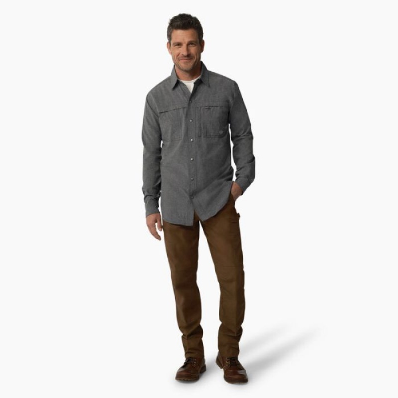 Dickies Cooling Long Sleeve Lucru Shirt Gri | HKDR1198