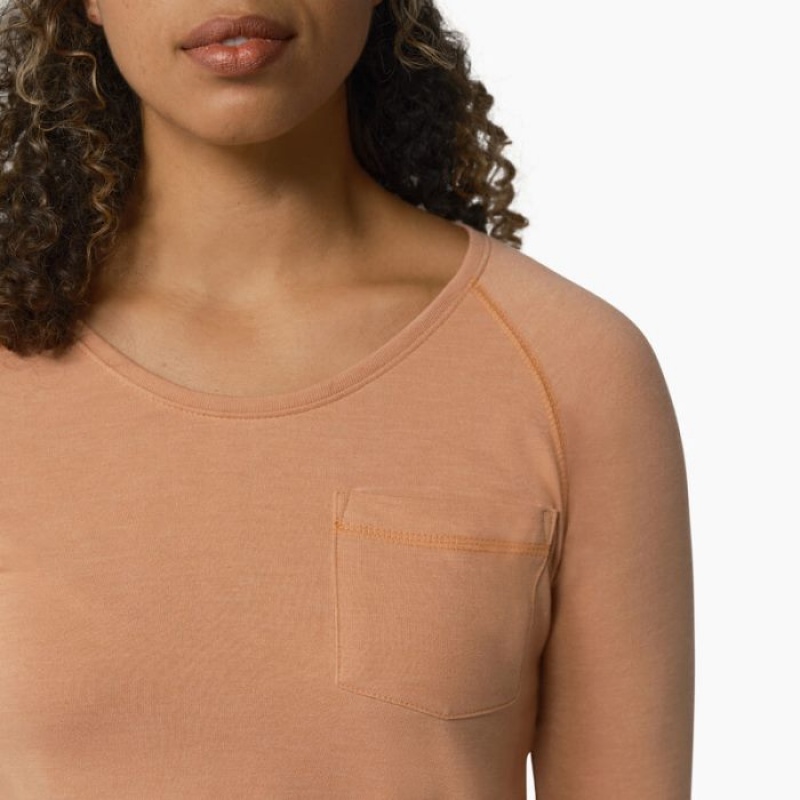 Dickies Cooling Long Sleeve Pocket T-Shirt Cork Single Dye Heather | GOOQ2385