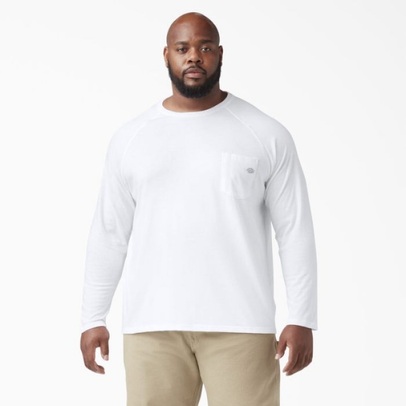 Dickies Cooling Long Sleeve Pocket T-Shirt Albi | DJKF2126