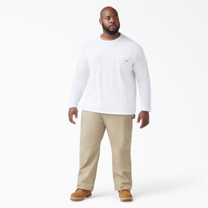 Dickies Cooling Long Sleeve Pocket T-Shirt Albi | DJKF2126