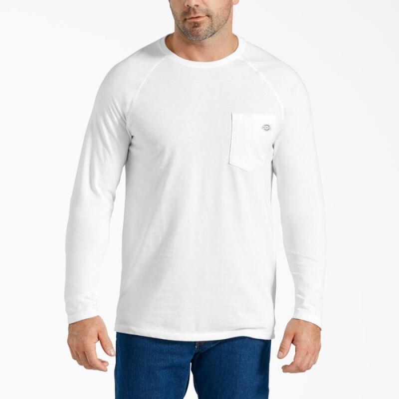 Dickies Cooling Long Sleeve Pocket T-Shirt Albi | DJKF2126
