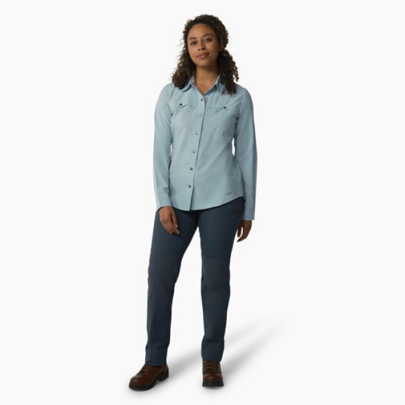 Dickies Cooling Roll-Tab Lucru Shirt Albastri | GEBR8923