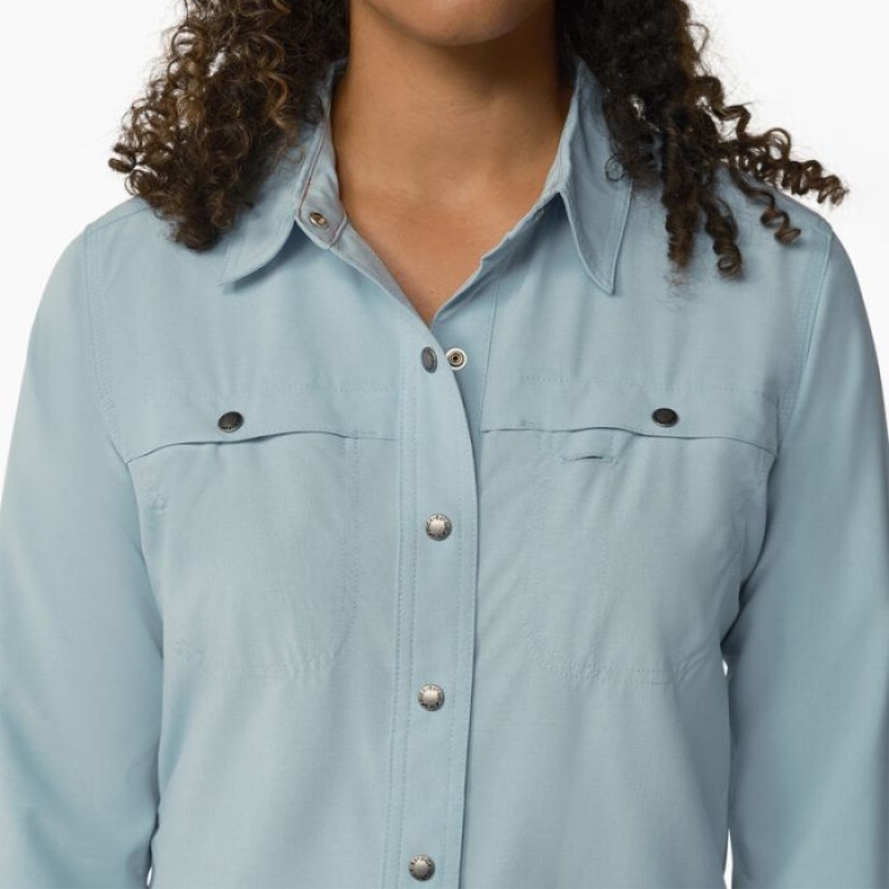 Dickies Cooling Roll-Tab Lucru Shirt Albastri | GEBR8923