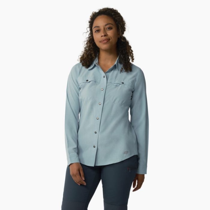 Dickies Cooling Roll-Tab Lucru Shirt Albastri | GEBR8923