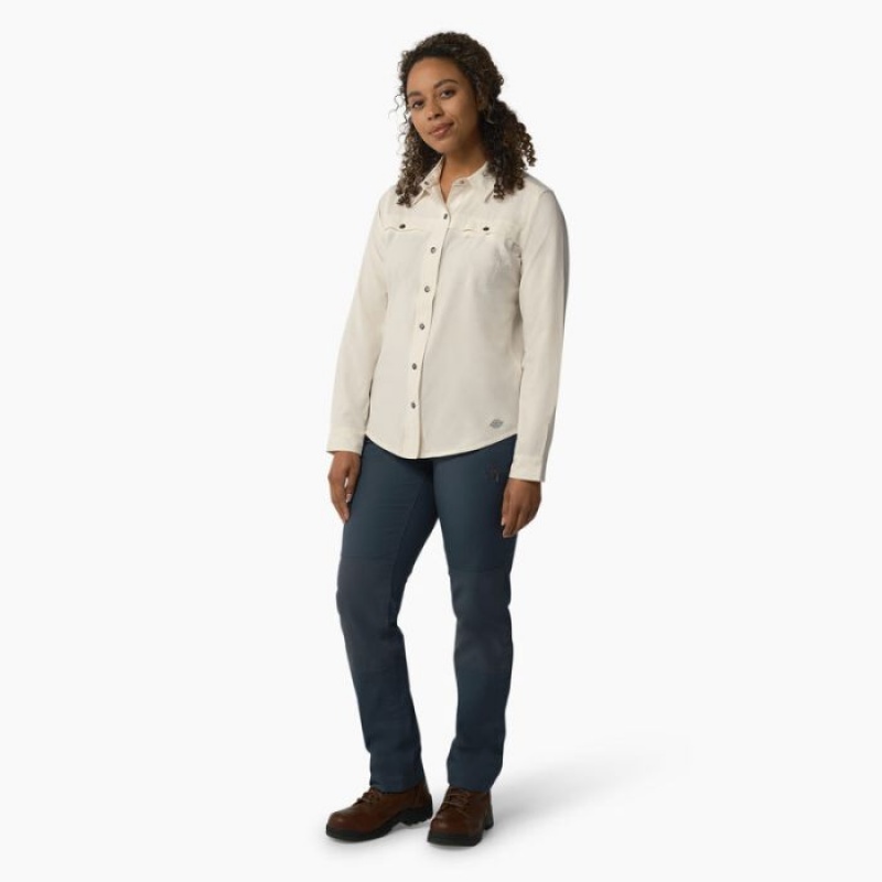 Dickies Cooling Roll-Tab Lucru Shirt Albi | GXHB6469
