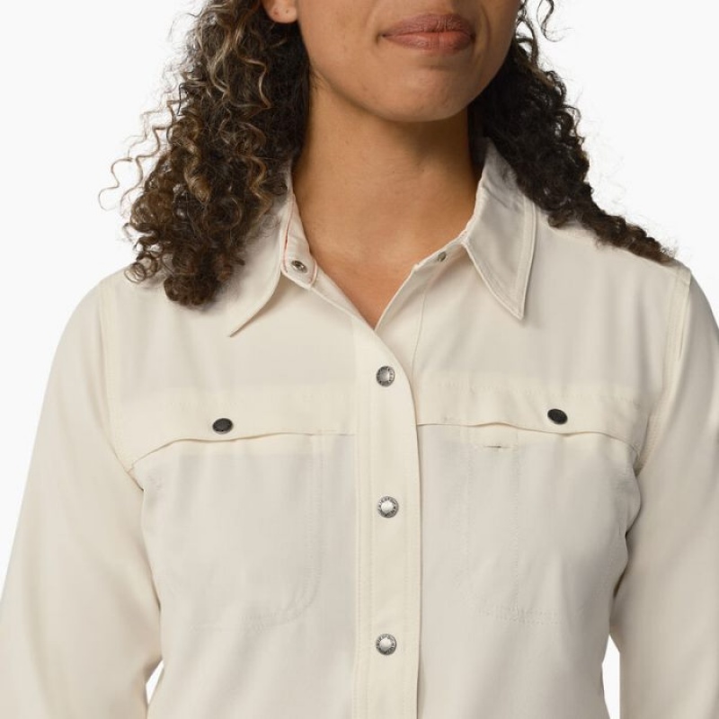 Dickies Cooling Roll-Tab Lucru Shirt Albi | GXHB6469