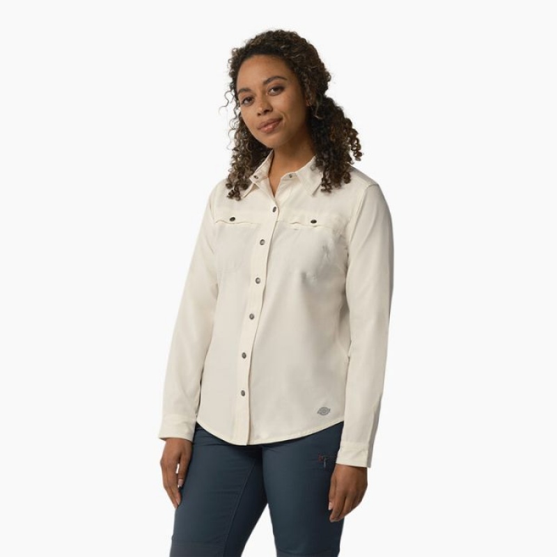 Dickies Cooling Roll-Tab Lucru Shirt Albi | GXHB6469