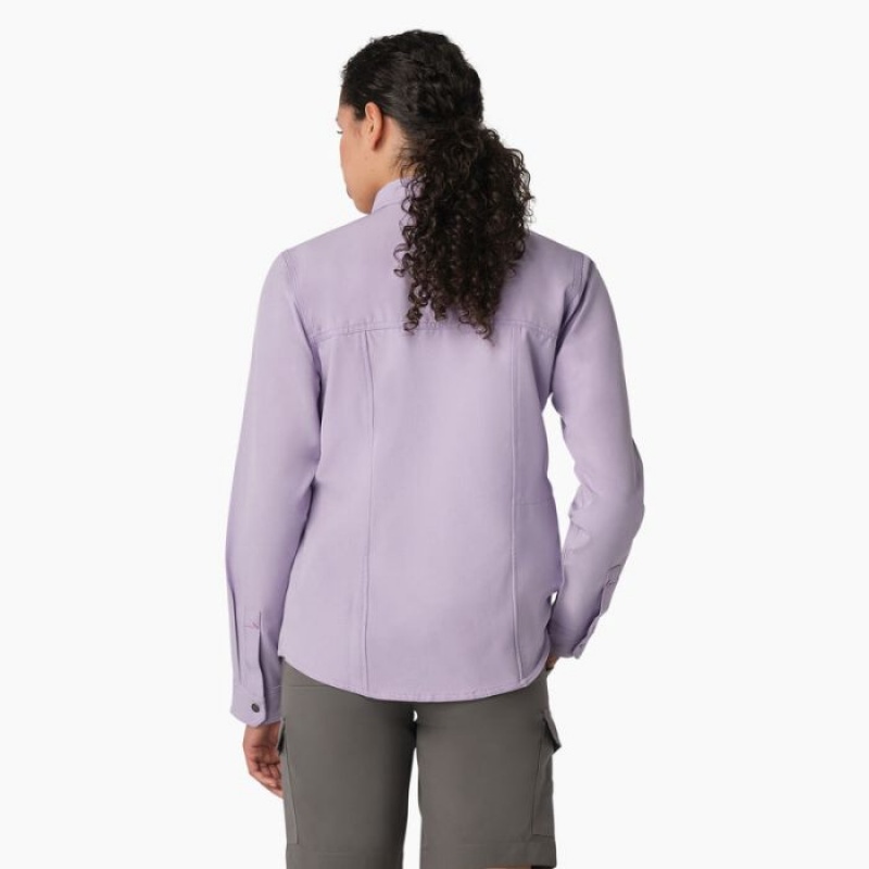 Dickies Cooling Roll-Tab Lucru Shirt Violet Roz | DFSX4939