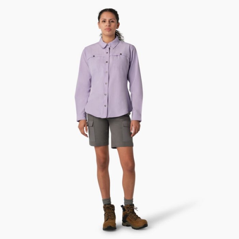 Dickies Cooling Roll-Tab Lucru Shirt Violet Roz | DFSX4939