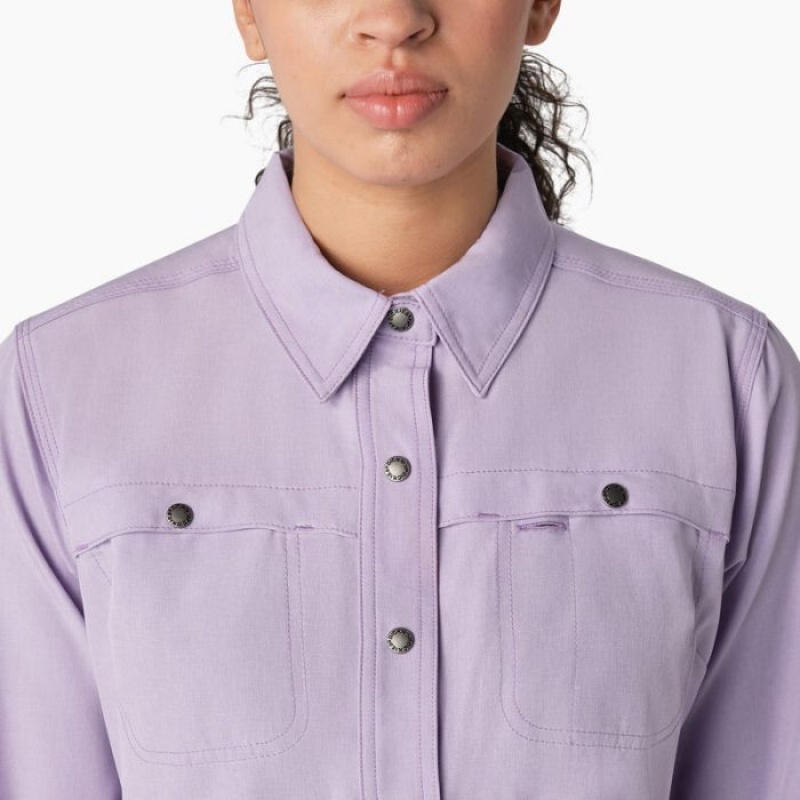 Dickies Cooling Roll-Tab Lucru Shirt Violet Roz | DFSX4939