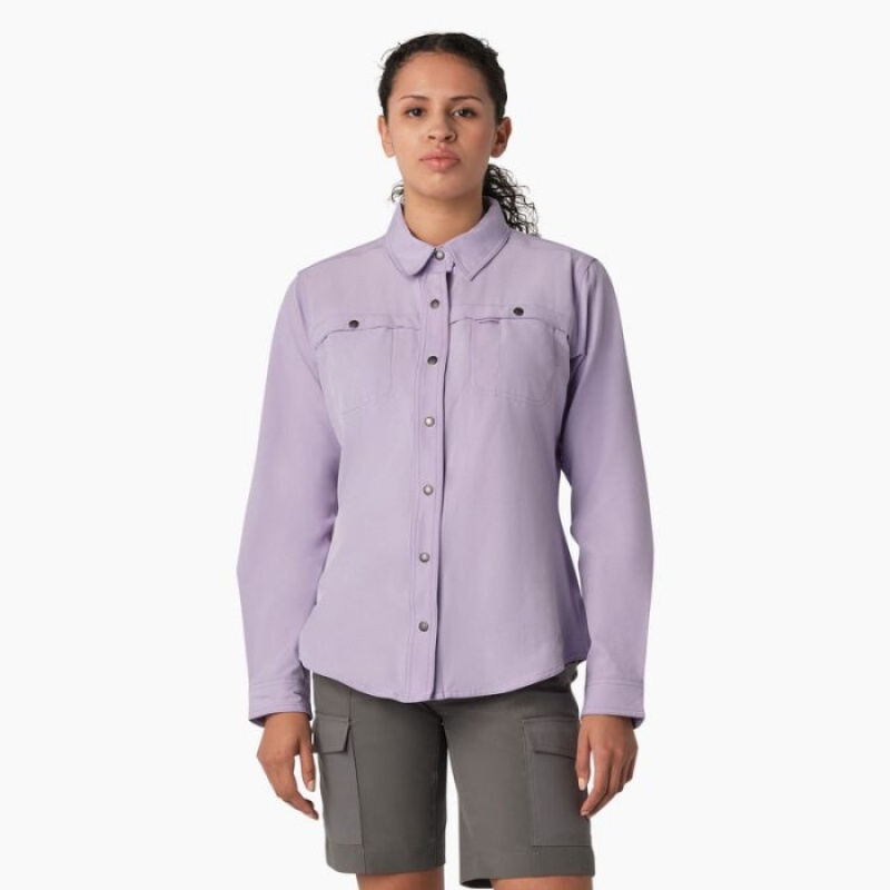 Dickies Cooling Roll-Tab Lucru Shirt Violet Roz | DFSX4939