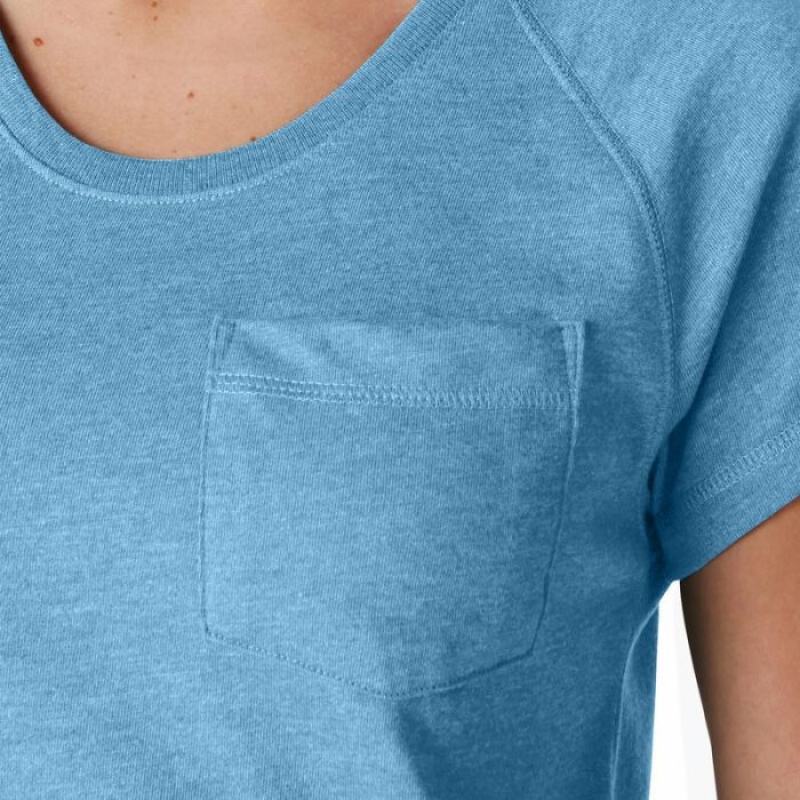 Dickies Cooling Scurte Sleeve Pocket T-Shirt Azur Albastri | PBAU1178