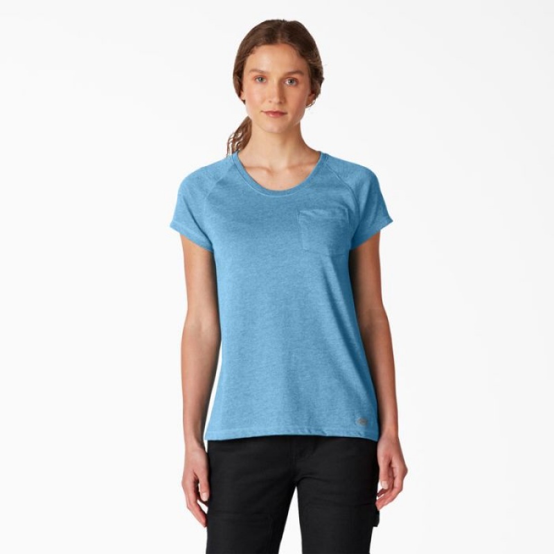 Dickies Cooling Scurte Sleeve Pocket T-Shirt Azur Albastri | PBAU1178