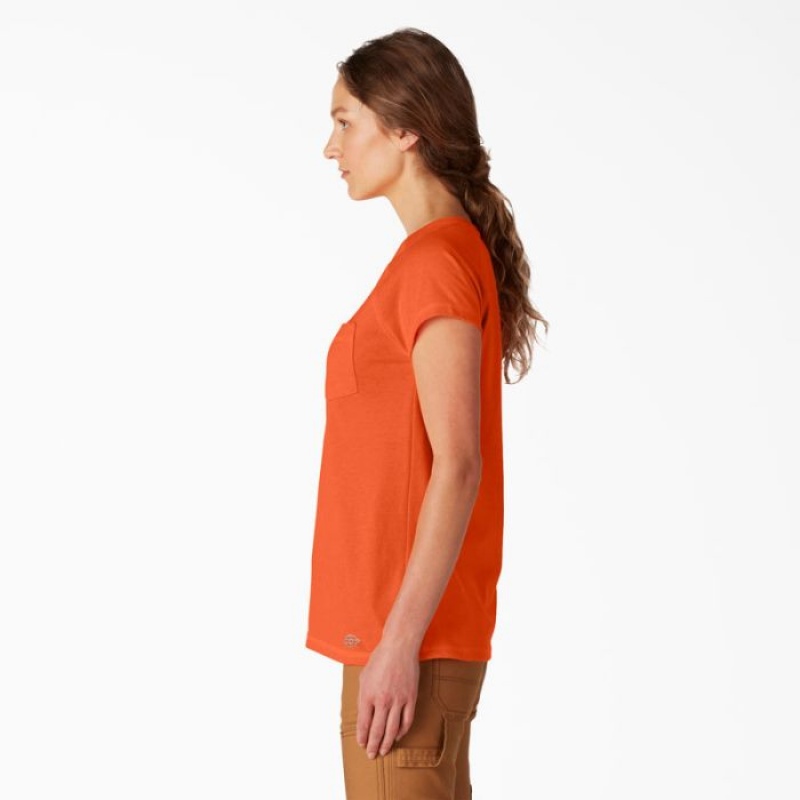 Dickies Cooling Scurte Sleeve Pocket T-Shirt Portocalii Deschis | HMDQ2749