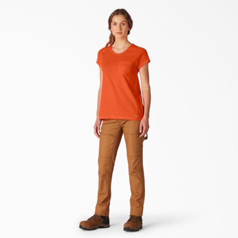 Dickies Cooling Scurte Sleeve Pocket T-Shirt Portocalii Deschis | HMDQ2749