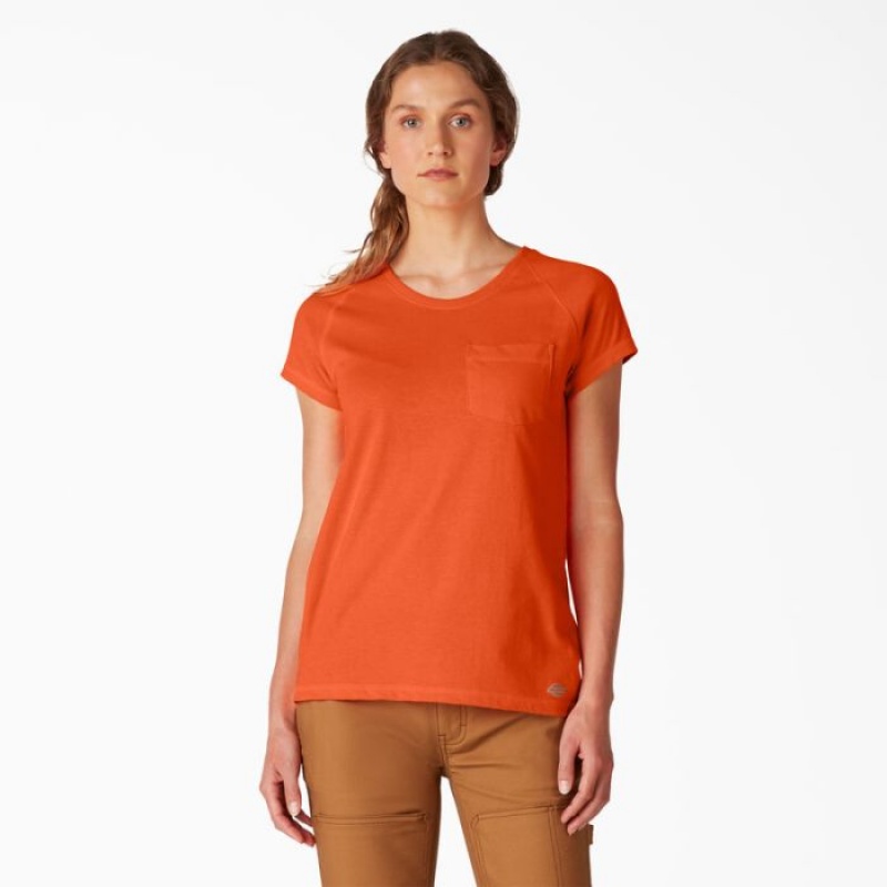 Dickies Cooling Scurte Sleeve Pocket T-Shirt Portocalii Deschis | HMDQ2749