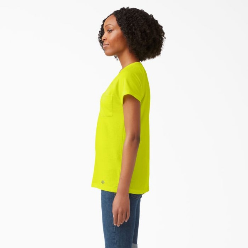 Dickies Cooling Scurte Sleeve Pocket T-Shirt Galbeni Deschis | DTHU6099