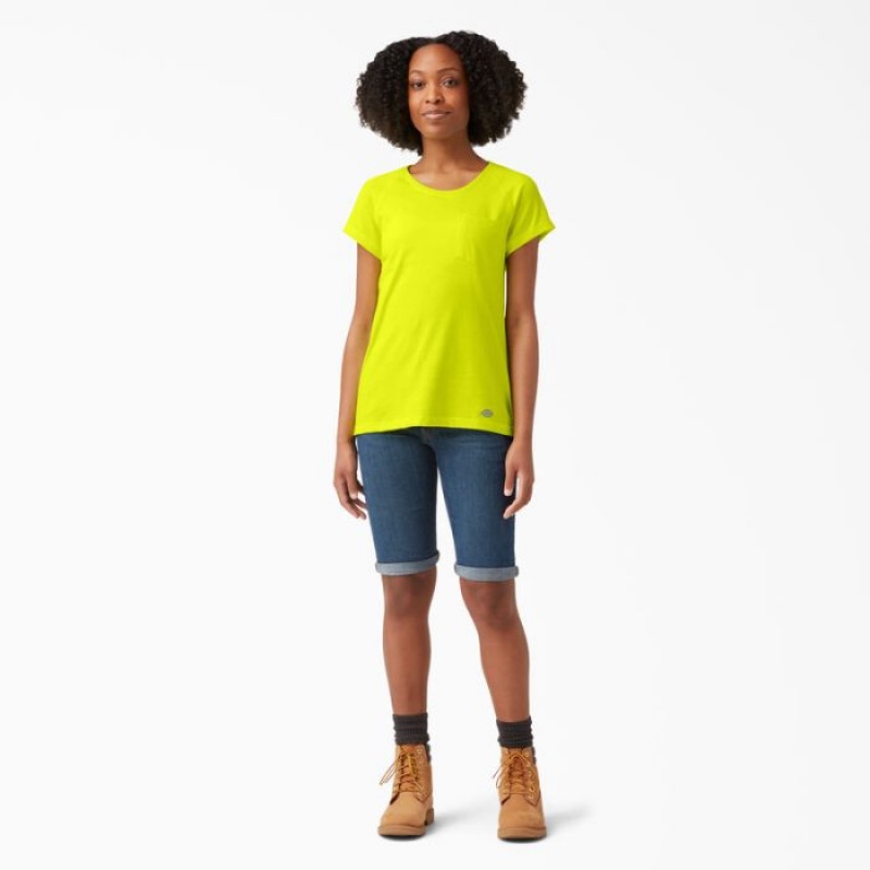 Dickies Cooling Scurte Sleeve Pocket T-Shirt Galbeni Deschis | DTHU6099
