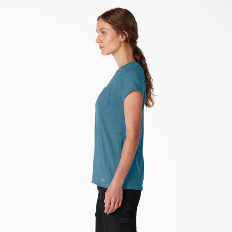 Dickies Cooling Scurte Sleeve Pocket T-Shirt Albastri Inchis | TIQG4663