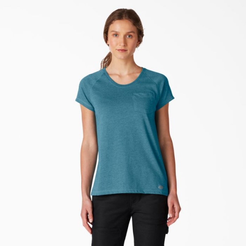 Dickies Cooling Scurte Sleeve Pocket T-Shirt Albastri Inchis | TIQG4663
