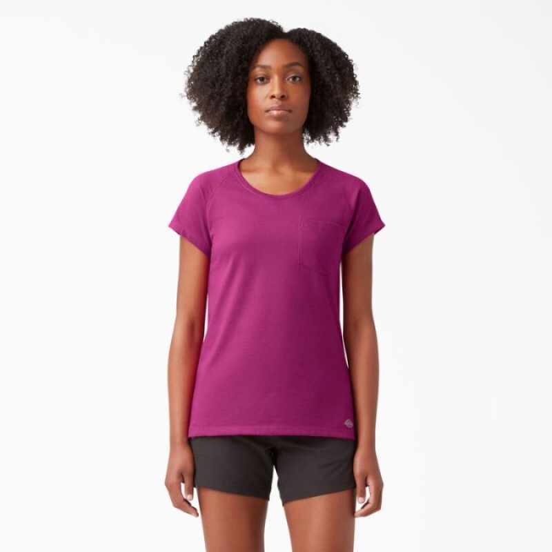Dickies Cooling Scurte Sleeve Pocket T-Shirt Fucsie | MKPT1612