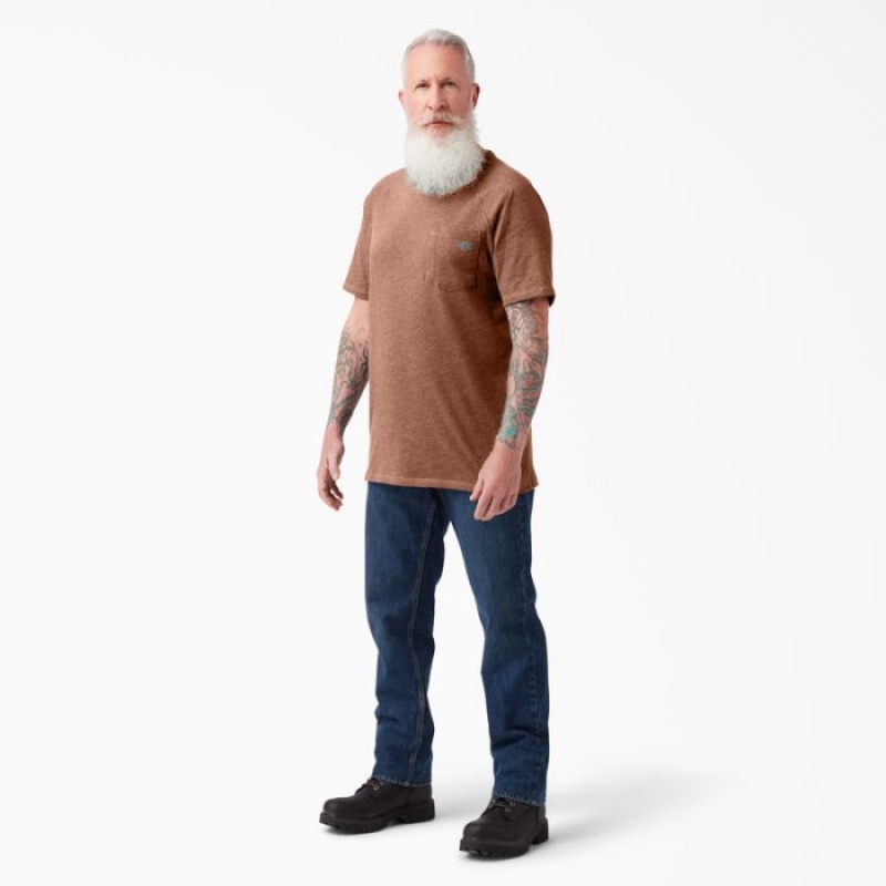 Dickies Cooling Scurte Sleeve Pocket T-Shirt Cork Single Dye Heather | LXTB4197