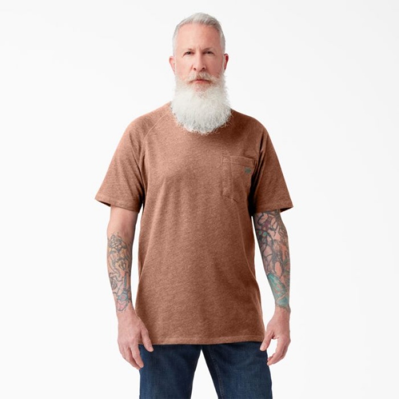 Dickies Cooling Scurte Sleeve Pocket T-Shirt Cork Single Dye Heather | LXTB4197