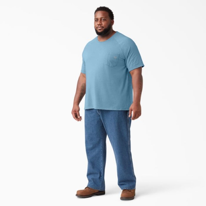 Dickies Cooling Scurte Sleeve Pocket T-Shirt Albastri | QLXQ9339