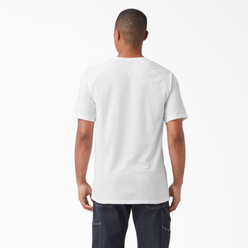 Dickies Cooling Scurte Sleeve Pocket T-Shirt Albi | GXTB5506