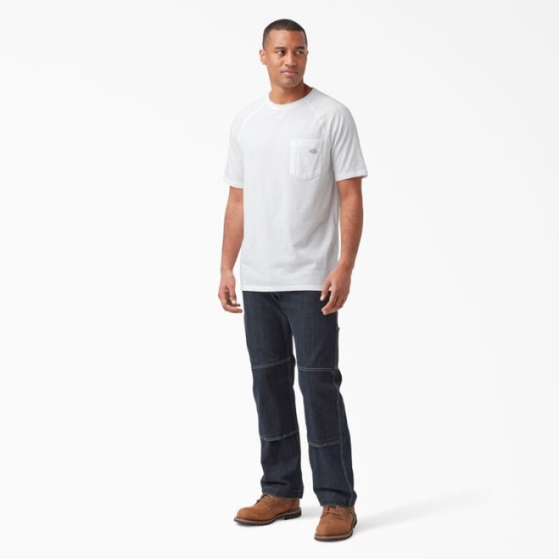 Dickies Cooling Scurte Sleeve Pocket T-Shirt Albi | GXTB5506