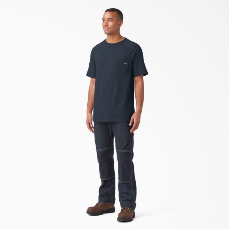 Dickies Cooling Scurte Sleeve Pocket T-Shirt Bleumarin | JGAW9535