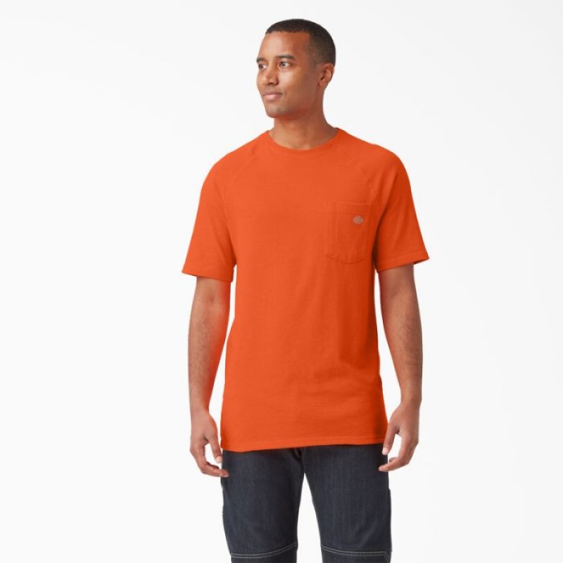 Dickies Cooling Scurte Sleeve Pocket T-Shirt Portocalii Deschis | AQNT4754
