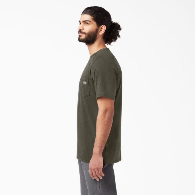 Dickies Cooling Scurte Sleeve Pocket T-Shirt Verzi | ZXWH6413