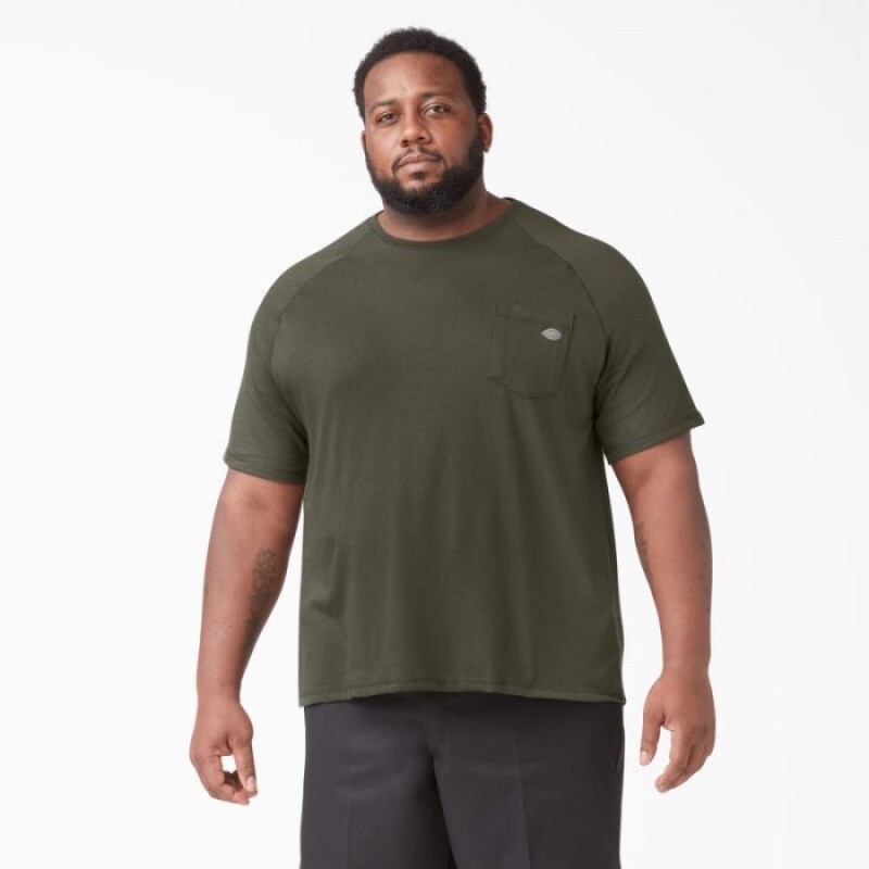 Dickies Cooling Scurte Sleeve Pocket T-Shirt Verzi | ZXWH6413