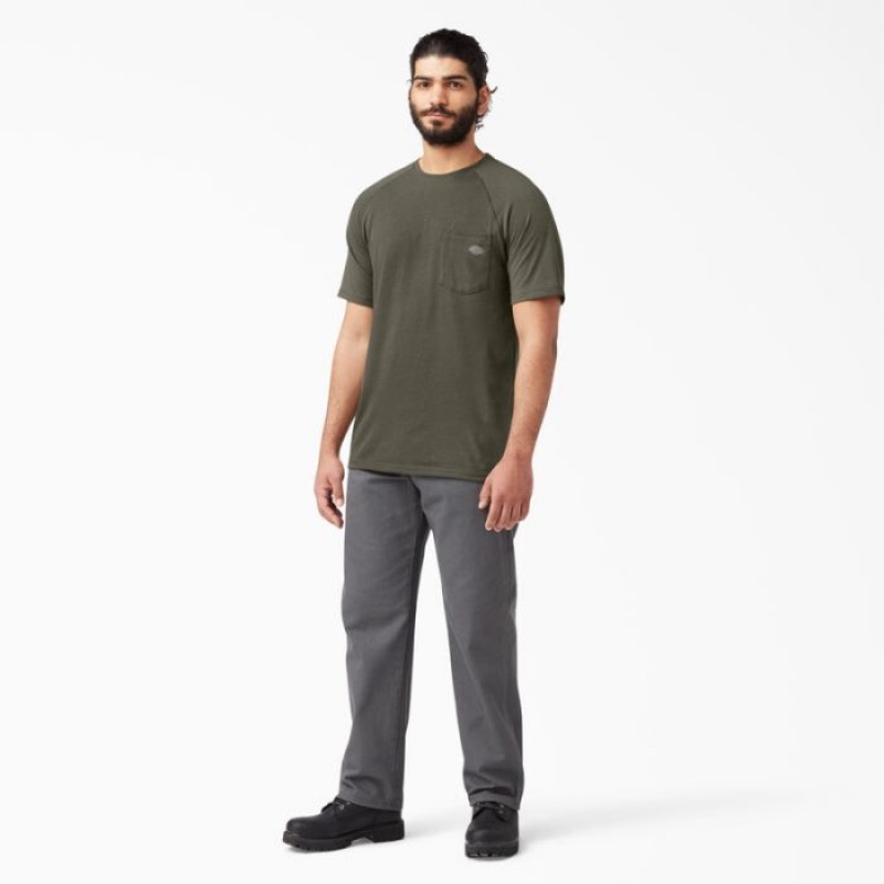 Dickies Cooling Scurte Sleeve Pocket T-Shirt Verzi | ZXWH6413