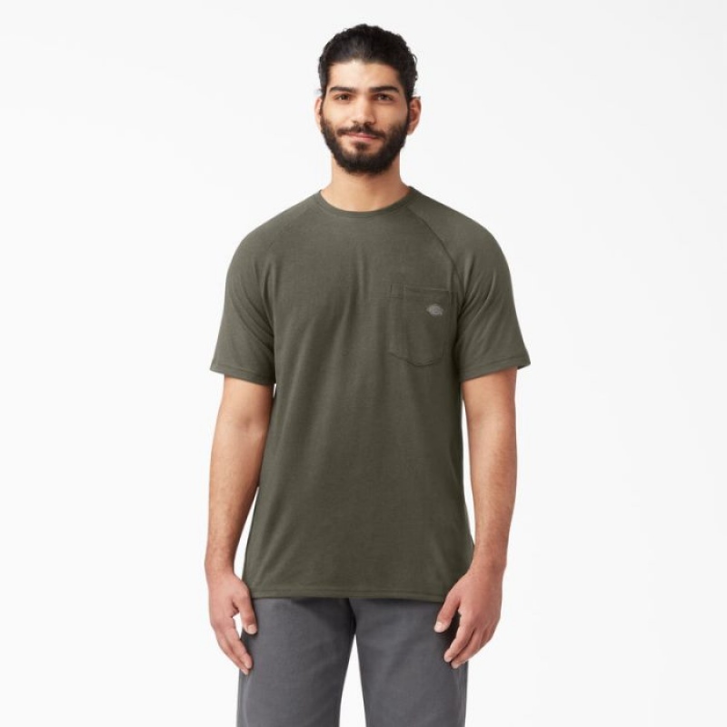 Dickies Cooling Scurte Sleeve Pocket T-Shirt Verzi | ZXWH6413
