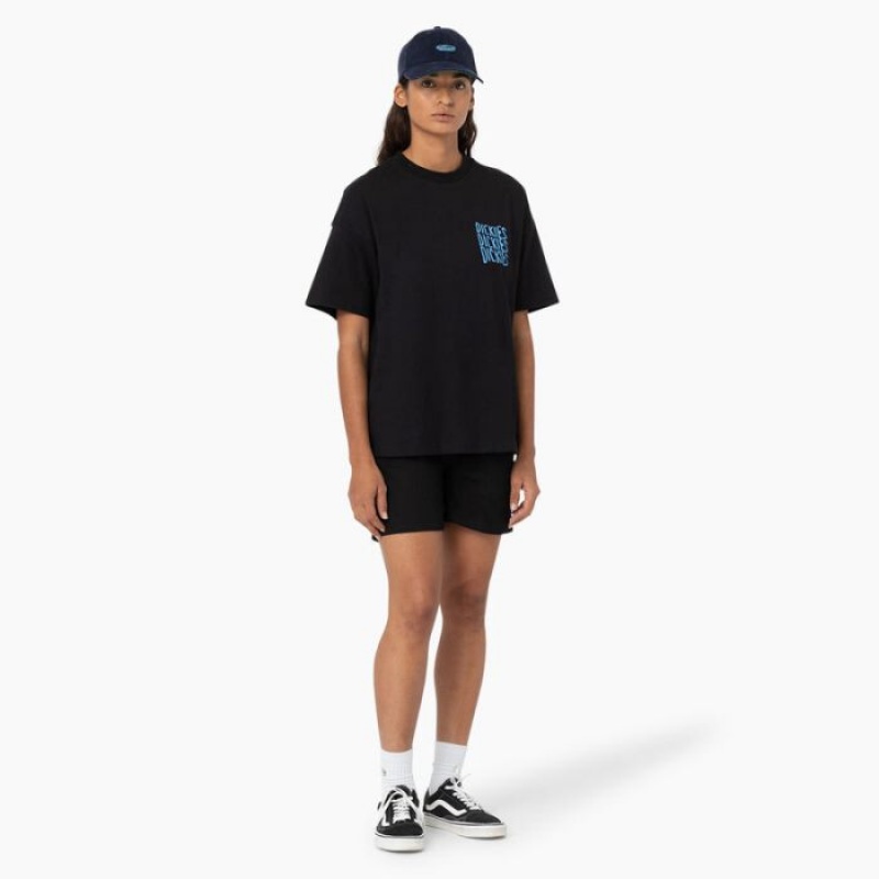 Dickies Creswell Grafice T-Shirt Negrii | THZJ6369