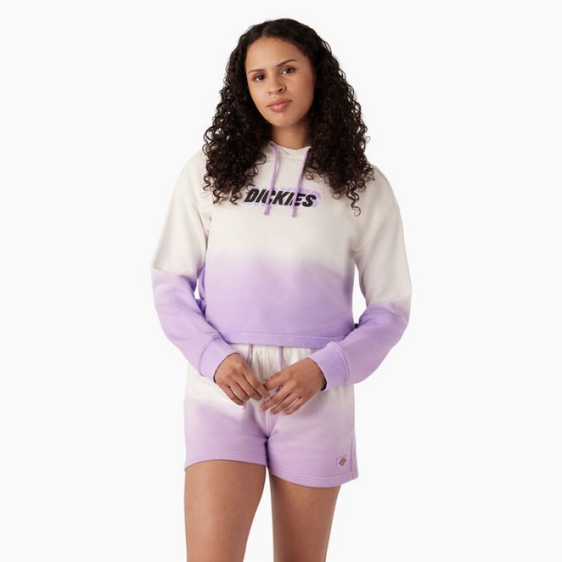 Dickies Cropped Ombre Hoodie Violet Roz | CJLO2652